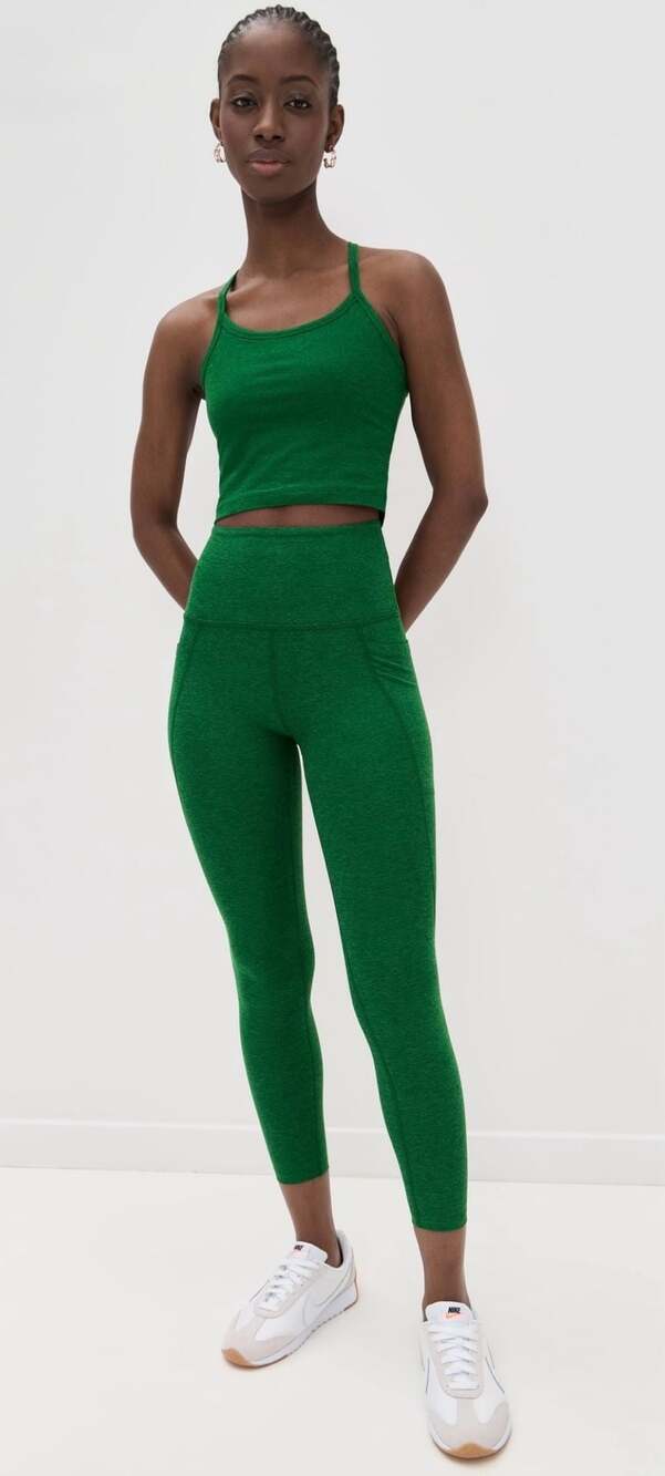 Beyond Yoga Spacedye Slim Racerback Cropped Green Tank Size XS New with Tags - Picture 2 of 10